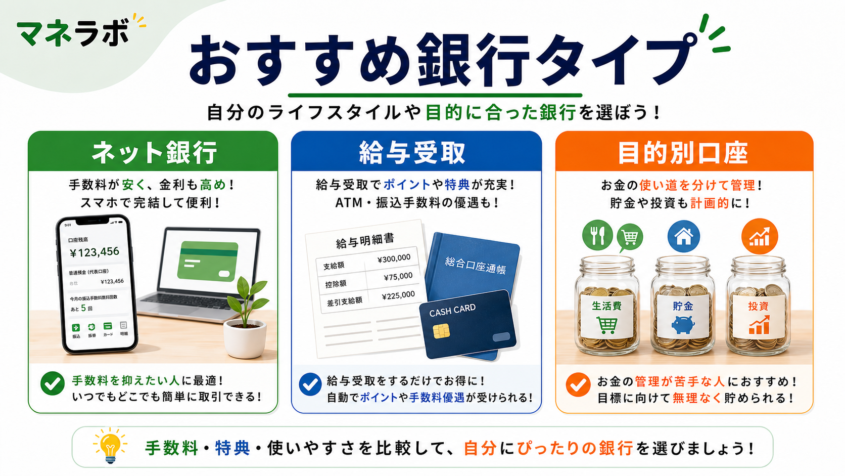 おすすめネット銀行3選の特徴比較