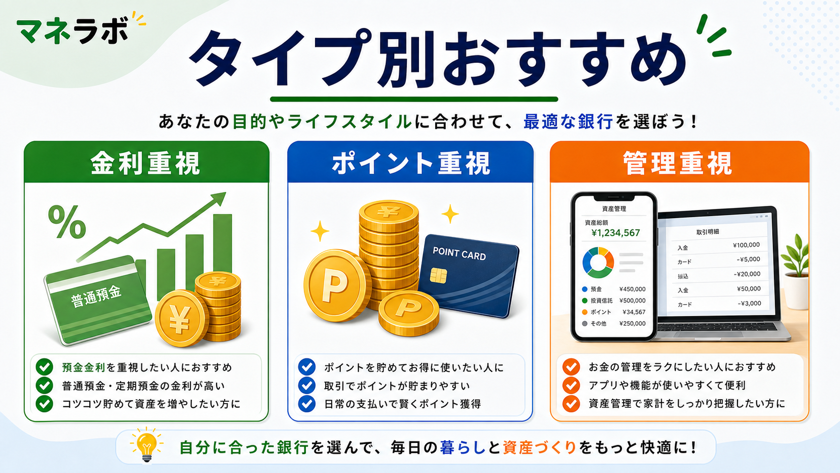 タイプ別おすすめネット銀行