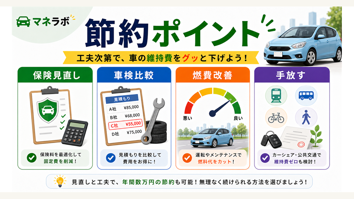 維持費節約の5つのポイントを示す図