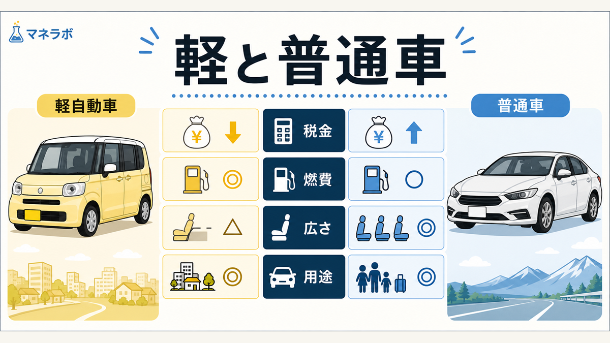 軽自動車と普通車の年間維持費差を比較した図