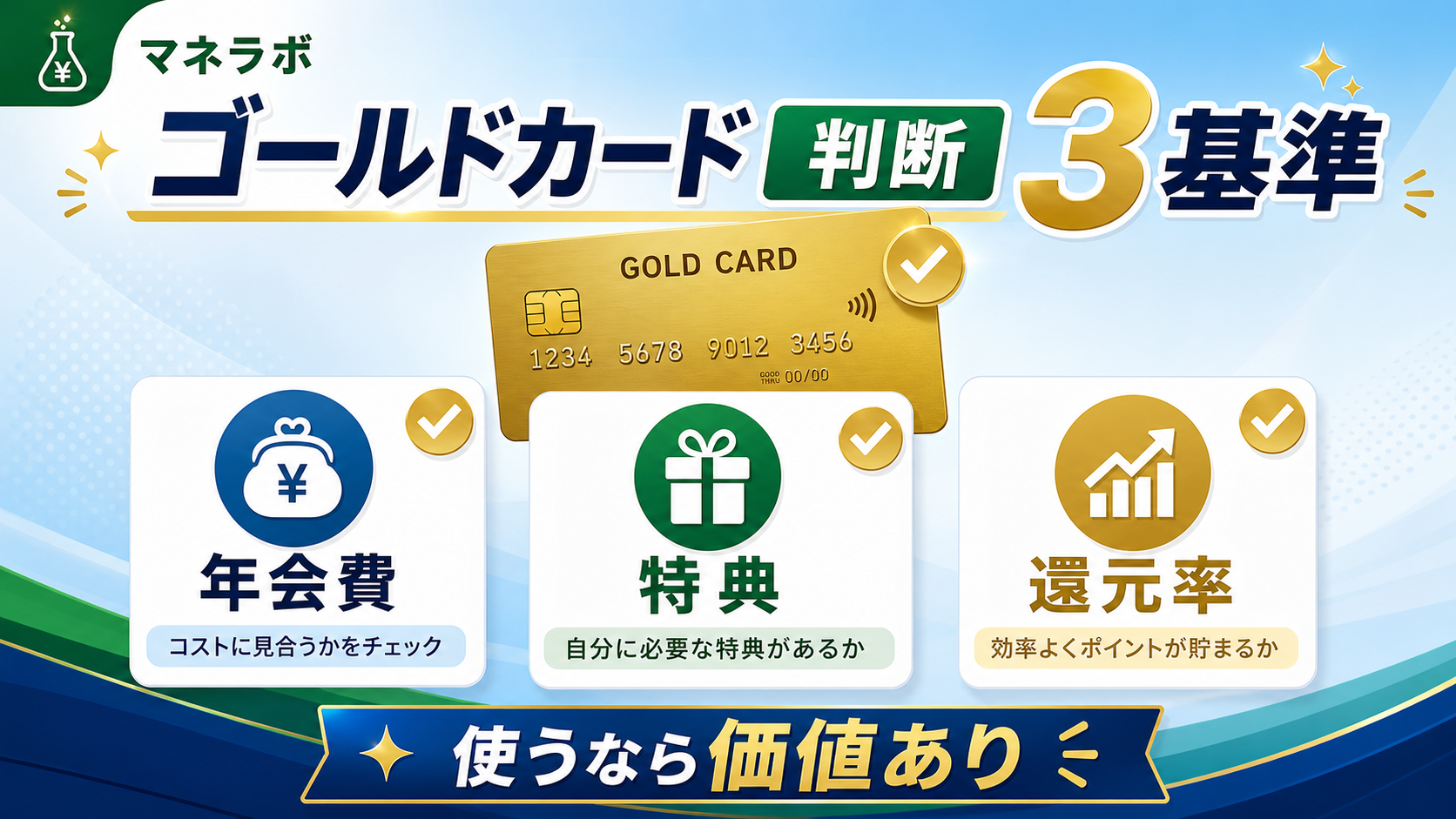 ゴールドカード判断3基準:年会費・特典・還元率