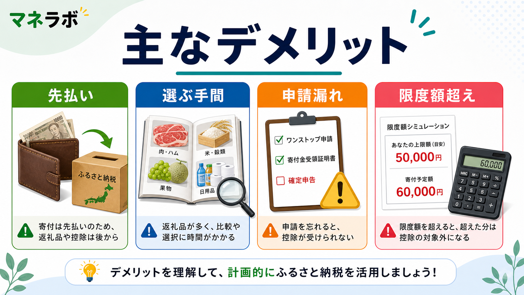ふるさと納税の主なデメリット5つ