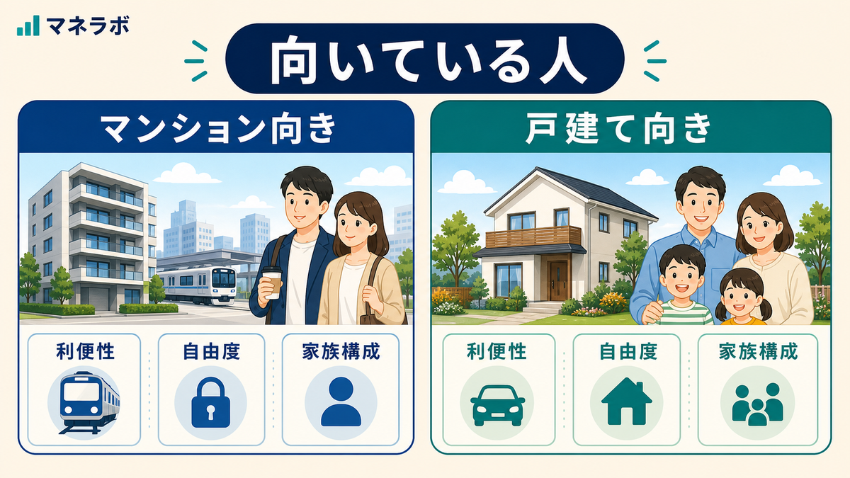 マンションと戸建てそれぞれに向いている人の特徴