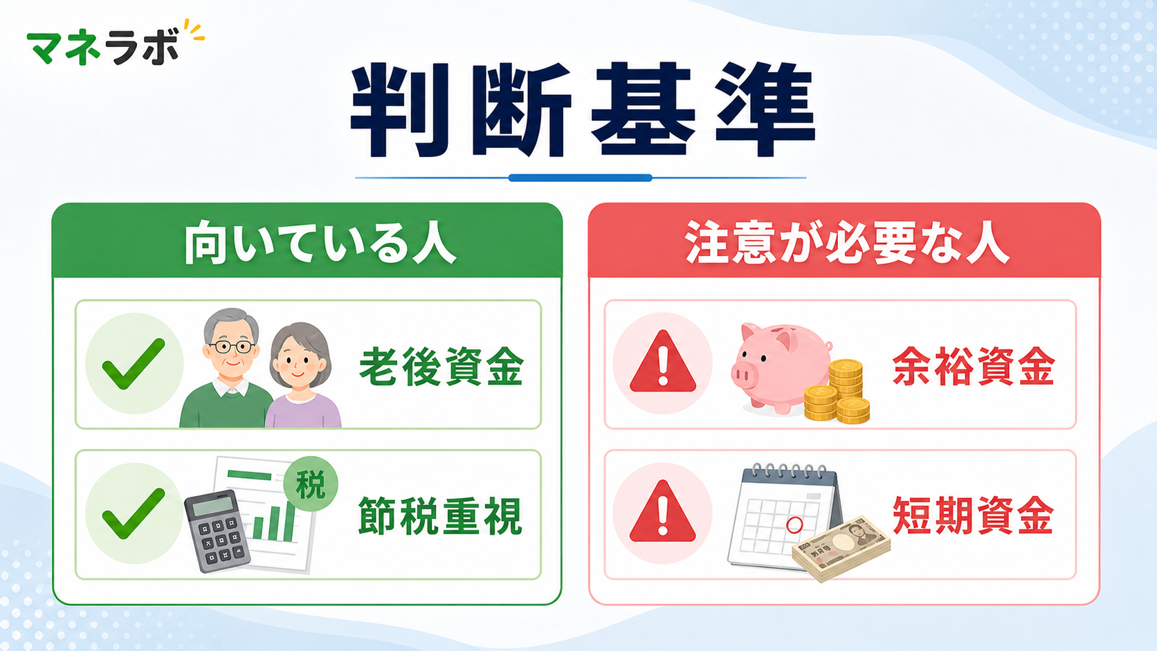 iDeCoのデメリットとメリットの判断基準