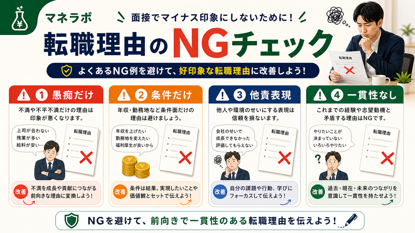 面接官が転職理由で確認している3つのポイント