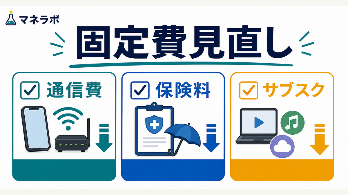 固定費削減の3つのチェックポイント（通信費・保険料・サブスク）のチェックリスト