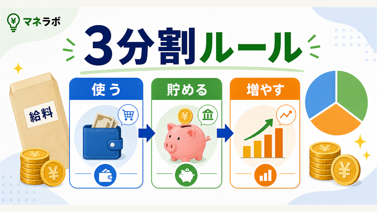 初任給の3分割ルール(貯蓄20%・生活費70%・自己投資10%)のフローチャート