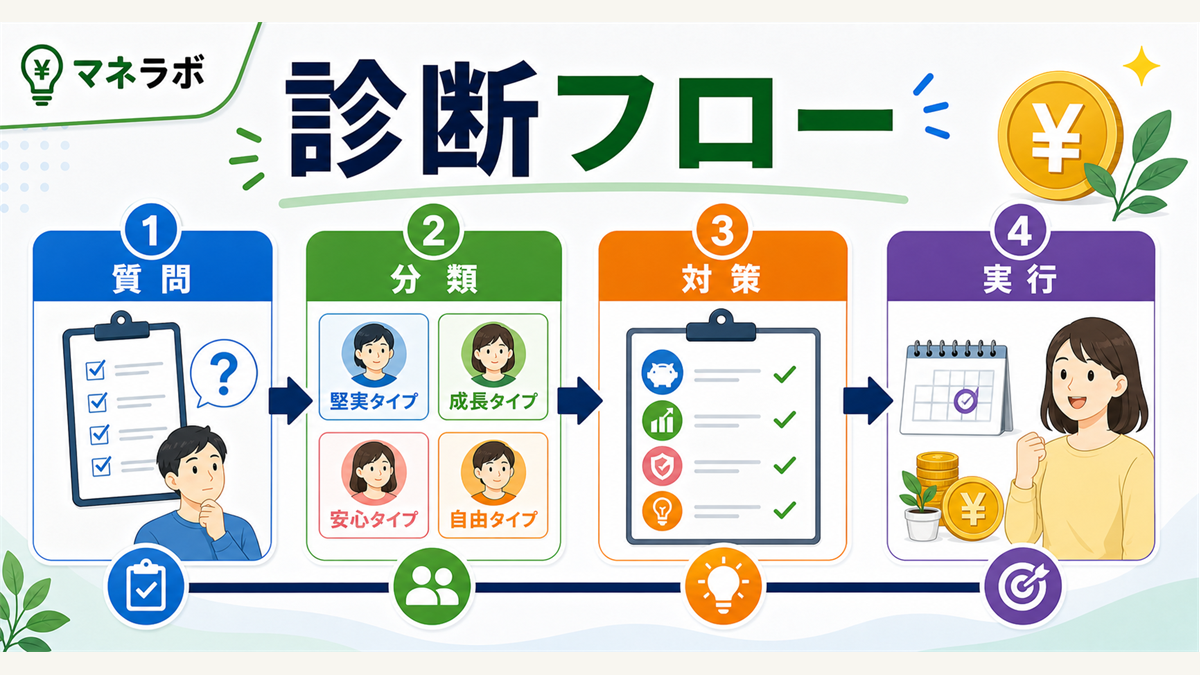 お金タイプ診断から改善策実行までの3ステップ