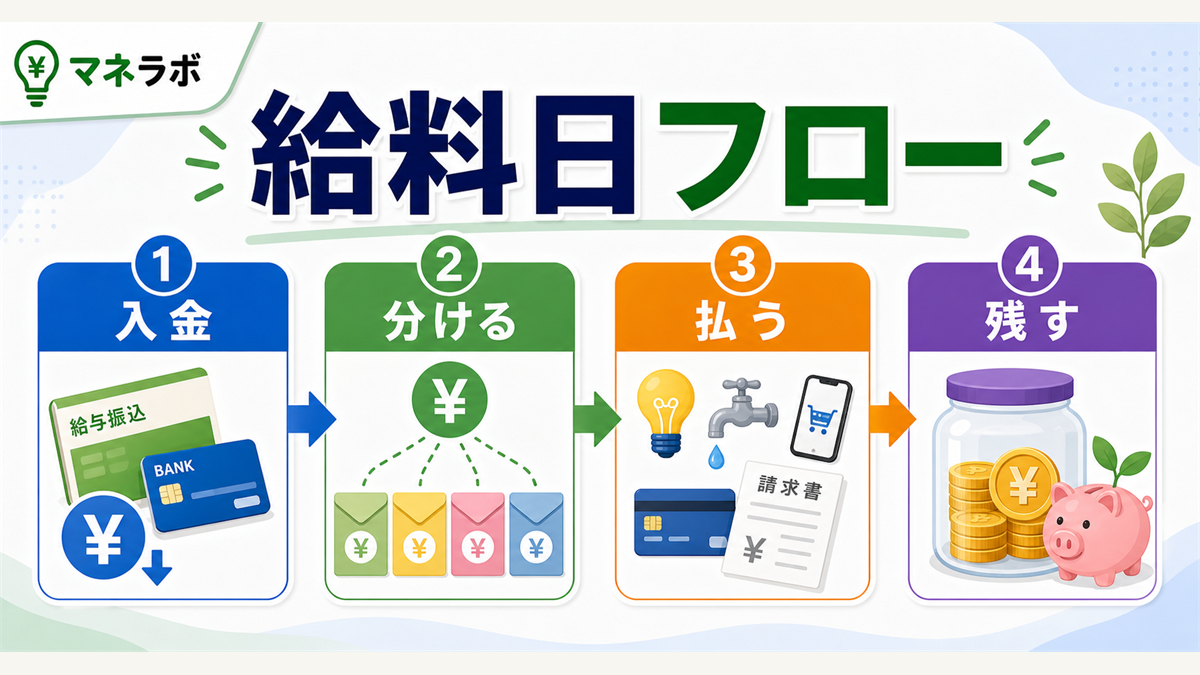 給料日ルーティン3ステップ(入金確認→貯金振替→固定費確認)