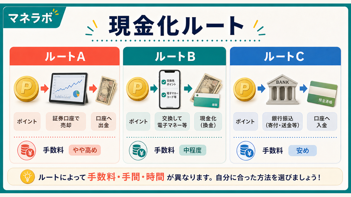 主要3ポイントの現金化ルート