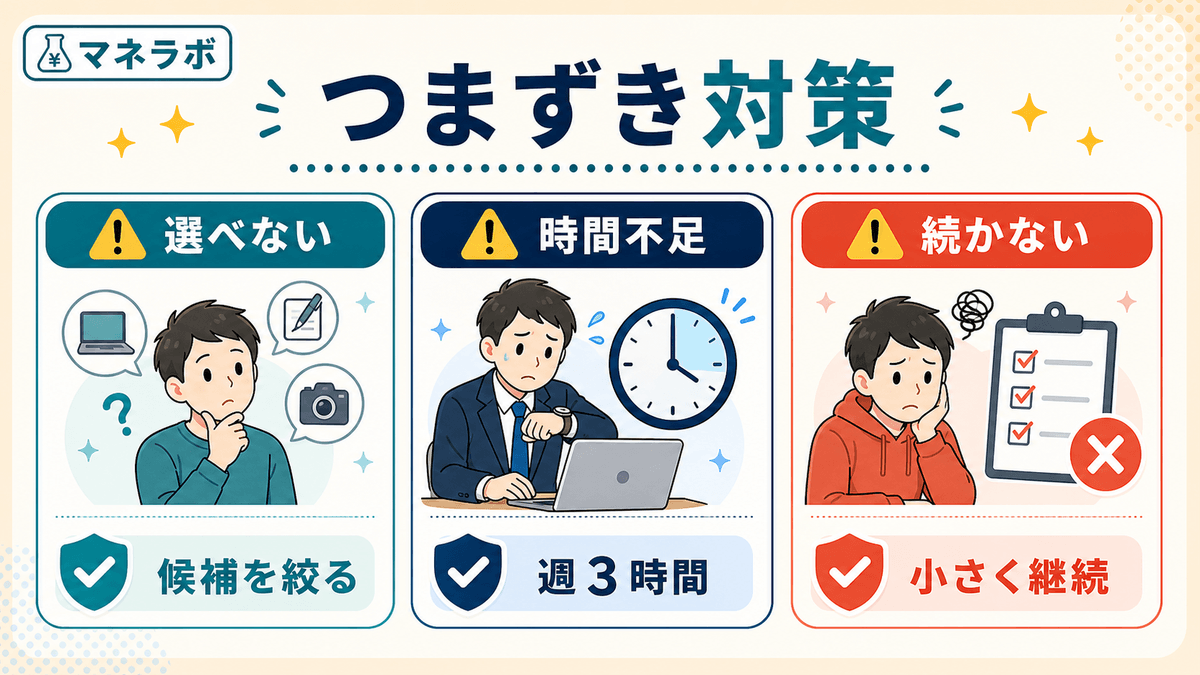副業初心者がつまずきやすい3つのポイント