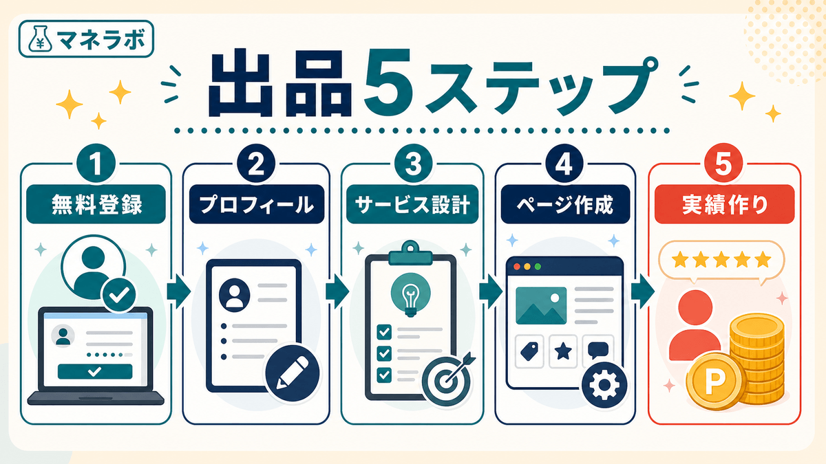 ココナラ出品5ステップの全体フロー