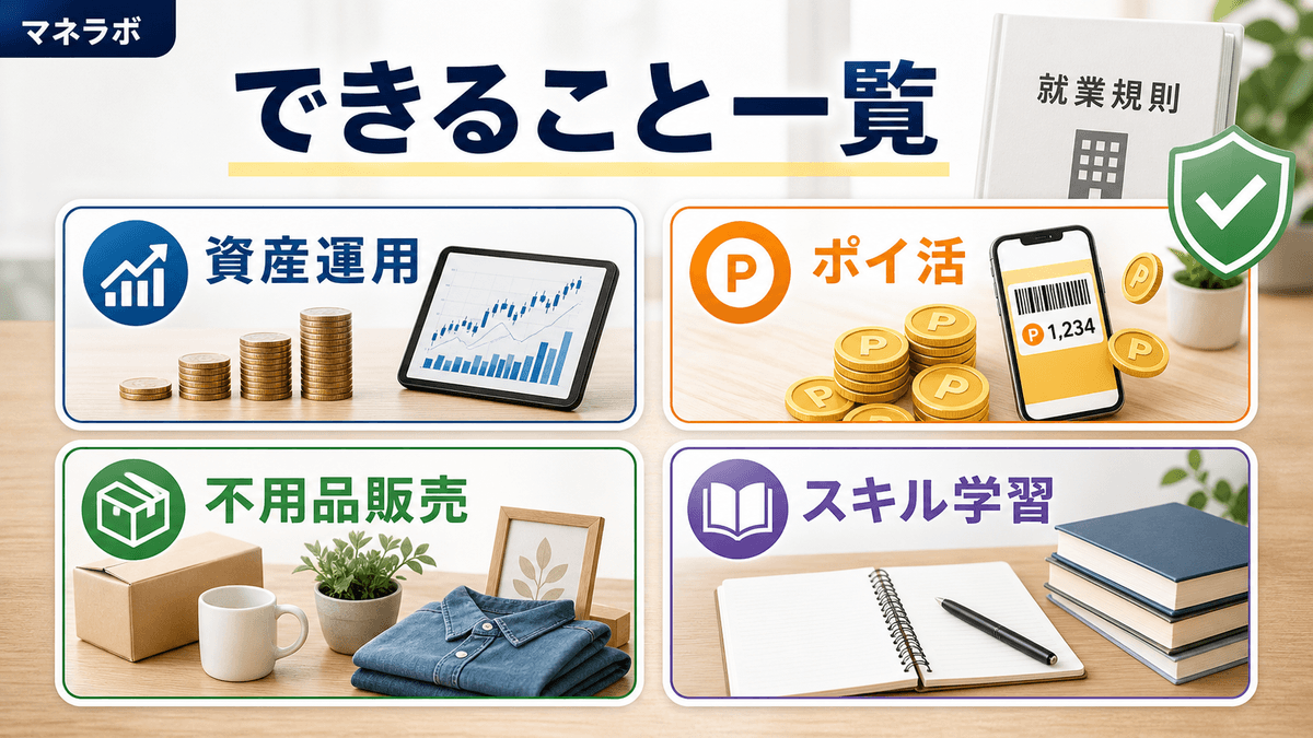 副業禁止でもできること：資産運用・ポイ活・スキル学習