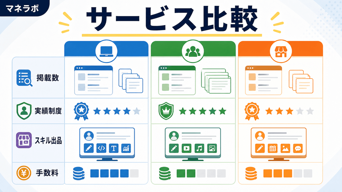 主要クラウドソーシングサービス3社の特徴比較