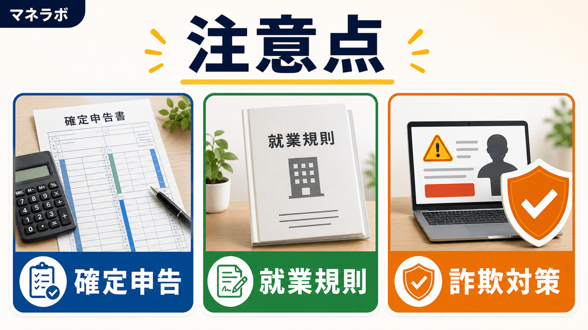 不労所得の注意点 — 確定申告・就業規則・詐欺への対策