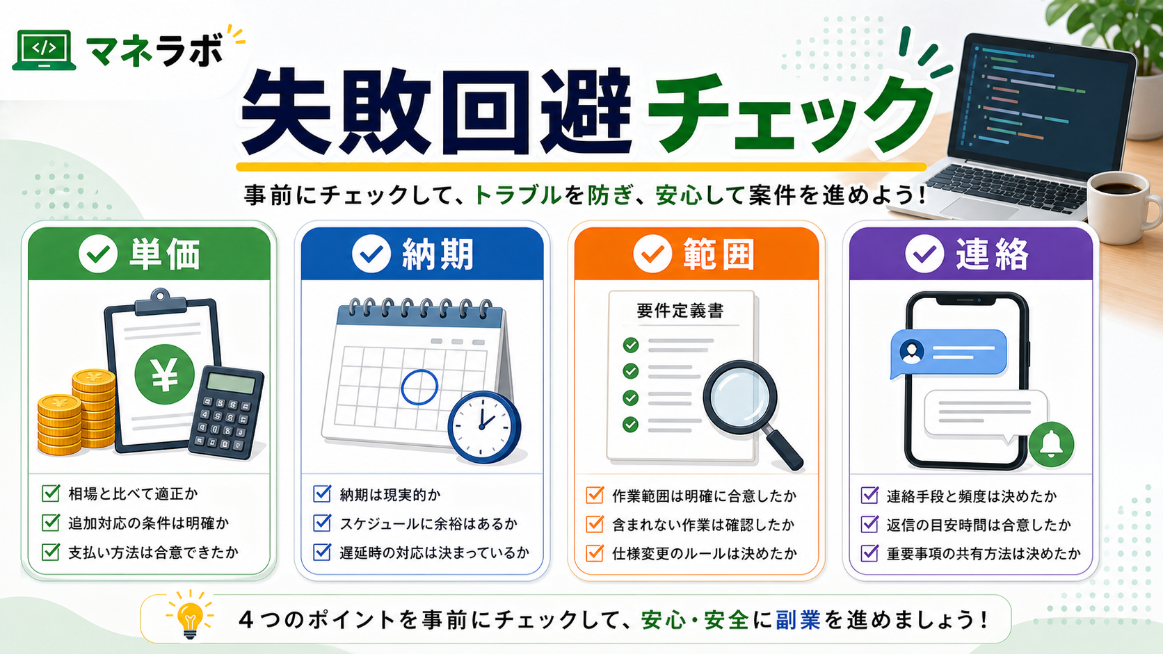 Webライターとプログラミング副業の適性チェックリスト