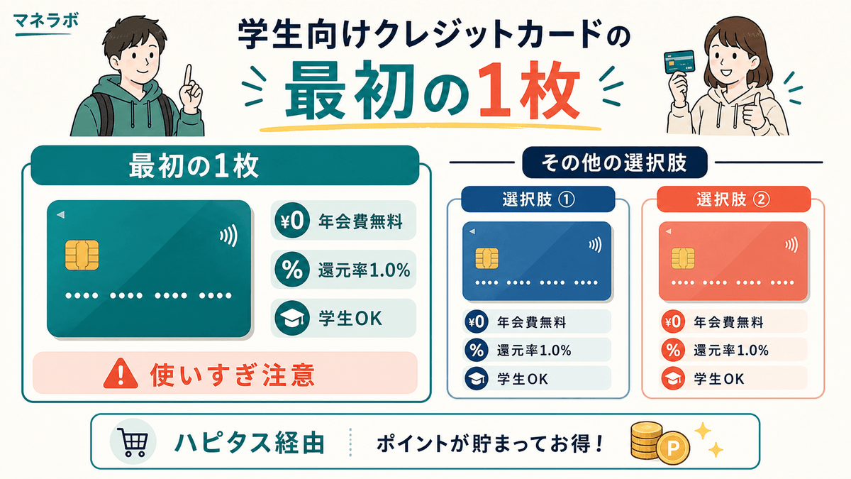 学生向けクレジットカードのトップ推奨を示す図解