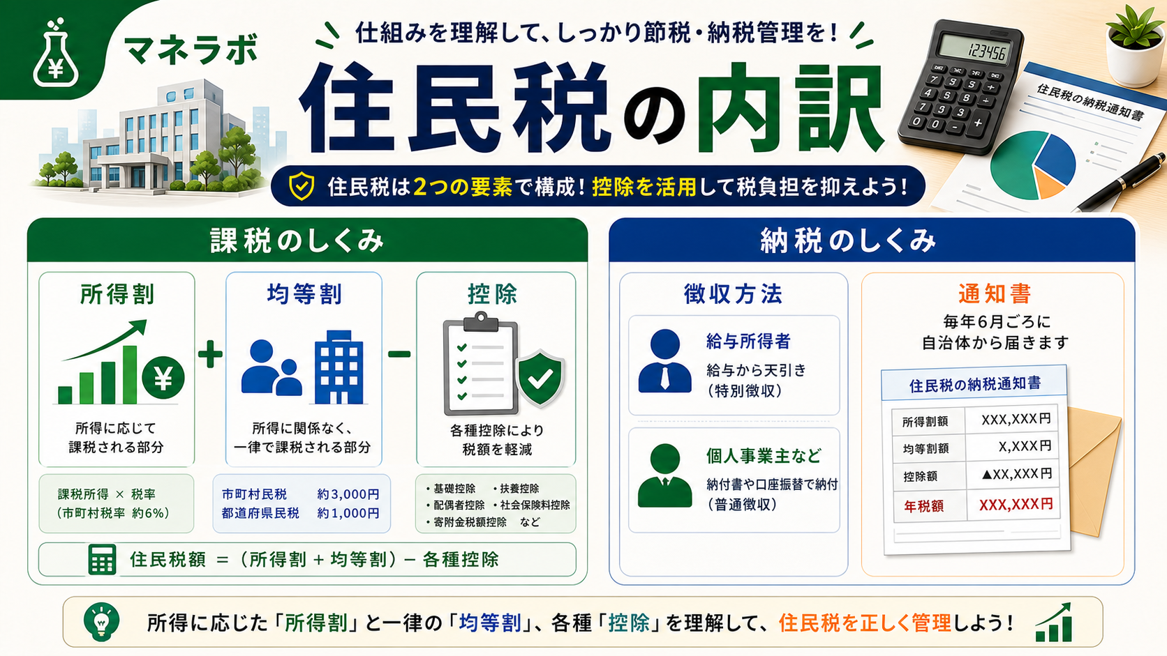 住民税の所得割と均等割の構成図