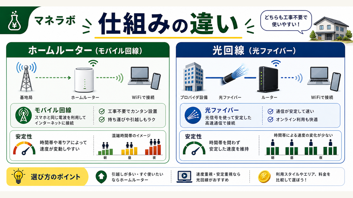 ホームルーターと光回線の仕組みの違い