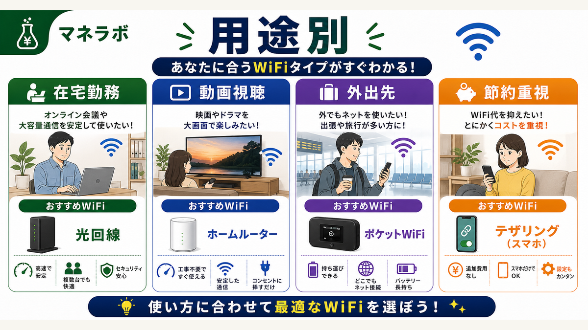 用途別おすすめWiFiタイプ