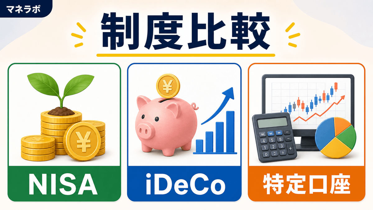 NISAとiDeCoの特徴を比較した全体像の図